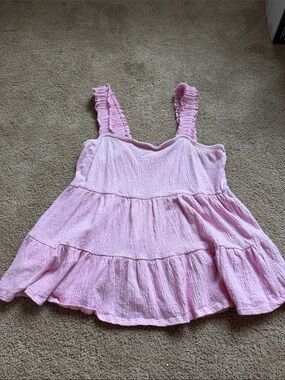 Altard State Pink Tiered Ruffle Tank Top